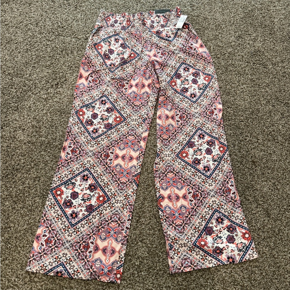 Boho Pink Paisley Wide Leg Pants